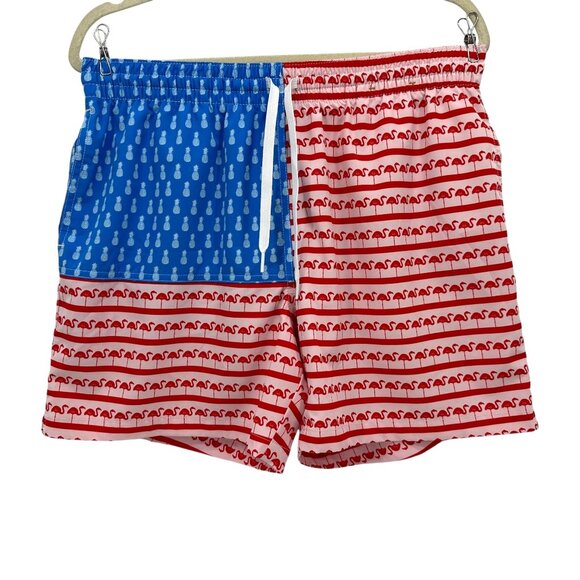 Chubbies Mens Large Swim Trunks The Fruited Plains American Flag Flamingo - Picture 1 of 5